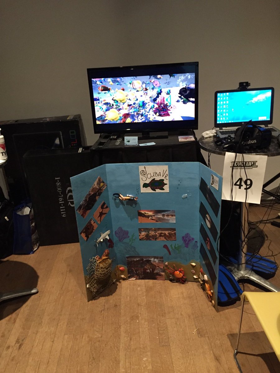meenaf's tweet photo. #LevelUp2016 check out @humbercollege awesome #VR diving game booth 49. https://t.co/9EQ4J3mRlJ