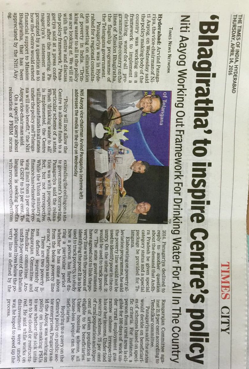 KTRBRS's tweet photo. Telangana's bold drinking water project lauded by Niti Ayog. First state set to achieve millennium development goal https://t.co/yJvj3JDPtO
