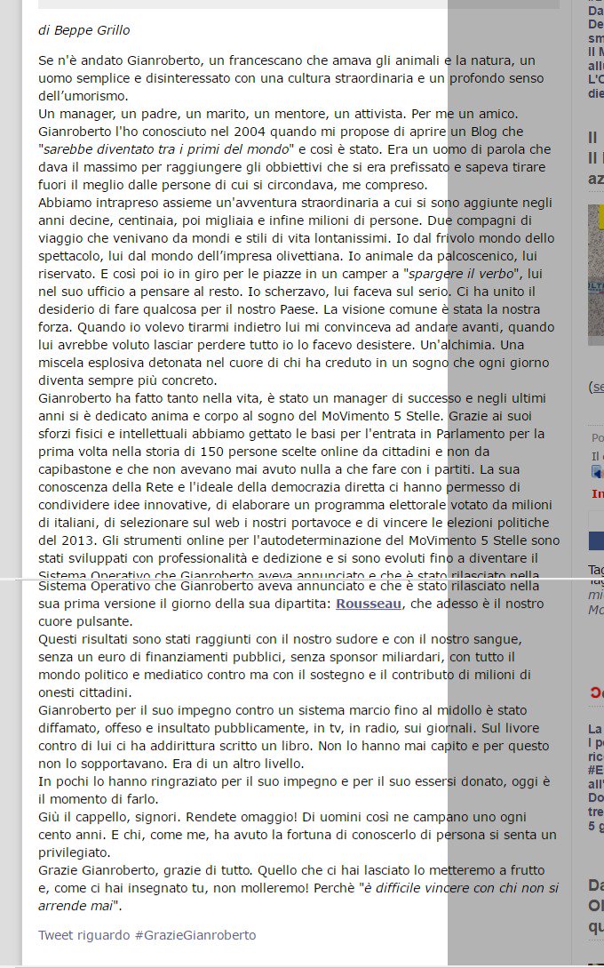 Giulianoebasta's tweet photo. #CiaoGianroberto
#ionomollo
era una vostra idea @beppe_grillo
è diventato un sogno di milioni di persone
Grazie https://t.co/4DT0MASQuP