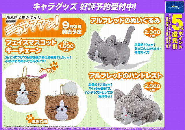 アニメイト三宮 ニャアアアン 鴻池剛と猫のぽんた グッズが絶賛ご予約開始ギュウウウ どちらもふわふわ素材 どっちも欲しいギュウウウ T Co 5vatj8xrgu Twitter
