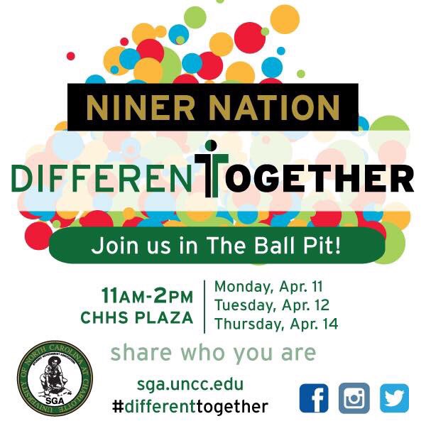 MGspeaksUP's tweet photo. Noon!! Meet me in the ball pit! #differenttogether @UNCC_SGA #diversity #askquestions #illanswer https://t.co/dagSBEj48L