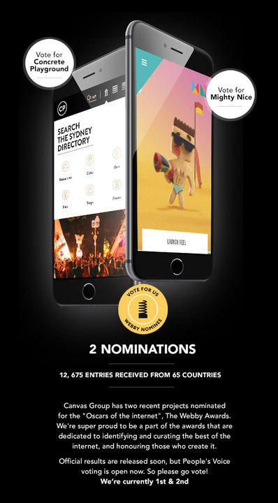 CanvasGroup's tweet image. Vote in the People's Voice!! @TheWebbyAwards