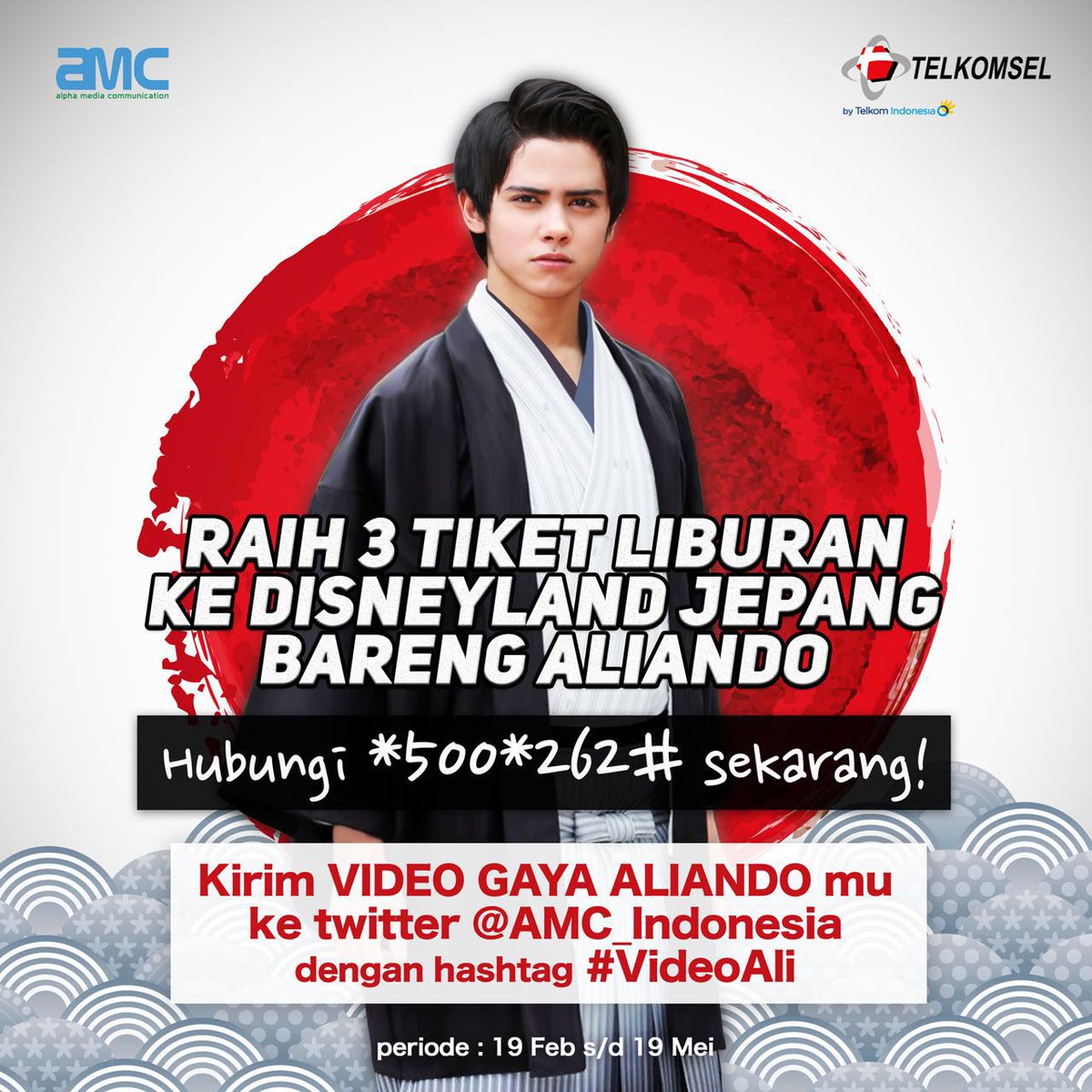 AMC_Indonesia's tweet photo. Mau Liburan ke JEPANG brg @alysyarief ? Yuu ikuti caranya. Hub. *500*262# Cc: @Telkomsel kirim Videonya HT #videoALI https://t.co/VjS6Rww6eX