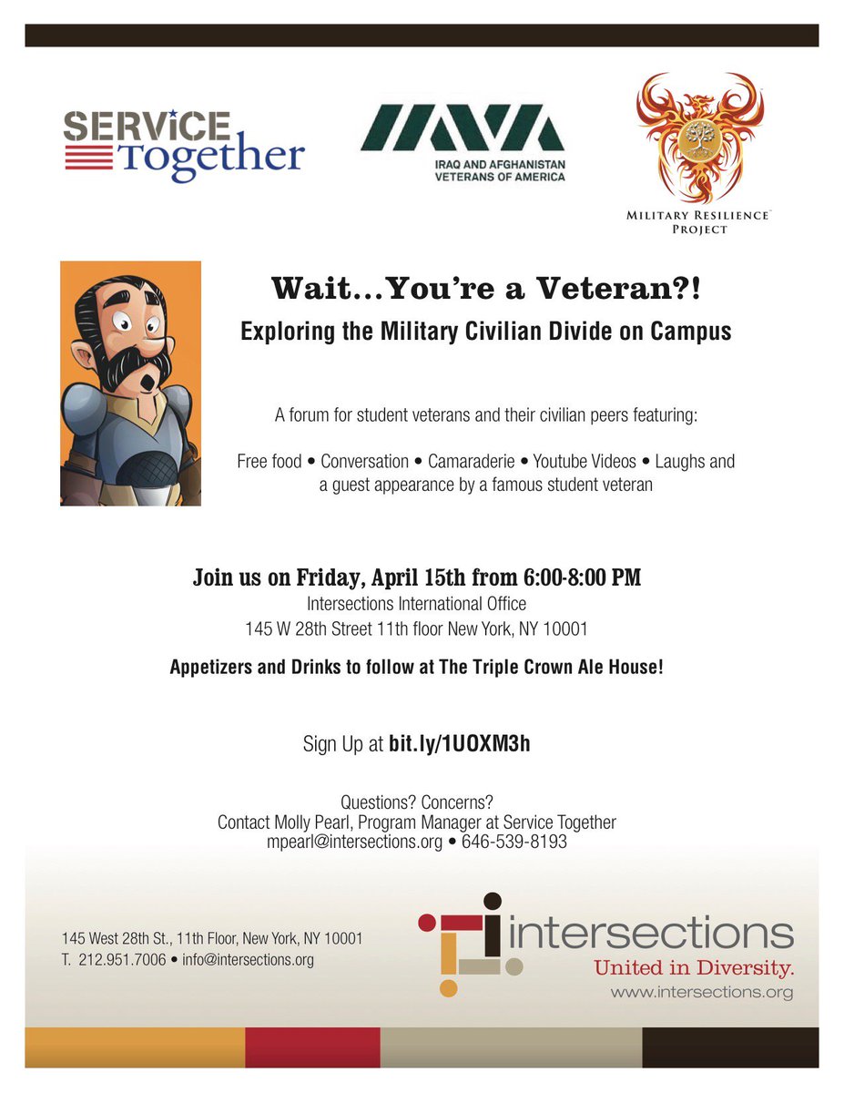 CUNYVets's tweet photo. #cunyvets2016 #cuny #Servicetogether #IAVA # militaryresilienceproject #cunyveterans #nycveterans https://t.co/PB2MoiUUou