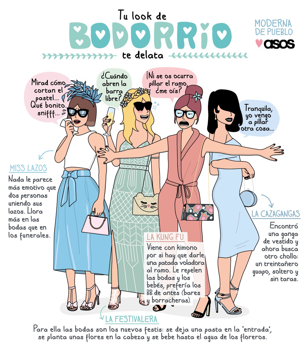 ModernaDePueblo's tweet image. ¡Nos vamos de bodorrio! Para ganar uno de los 10 premios de 100€ en ropa de @ASOS_ES retuitea esta viñeta!