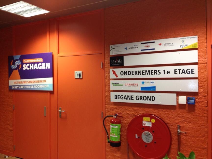 Het bord in de hal met alle huurders is weer compleet met de nieuwe huurders!