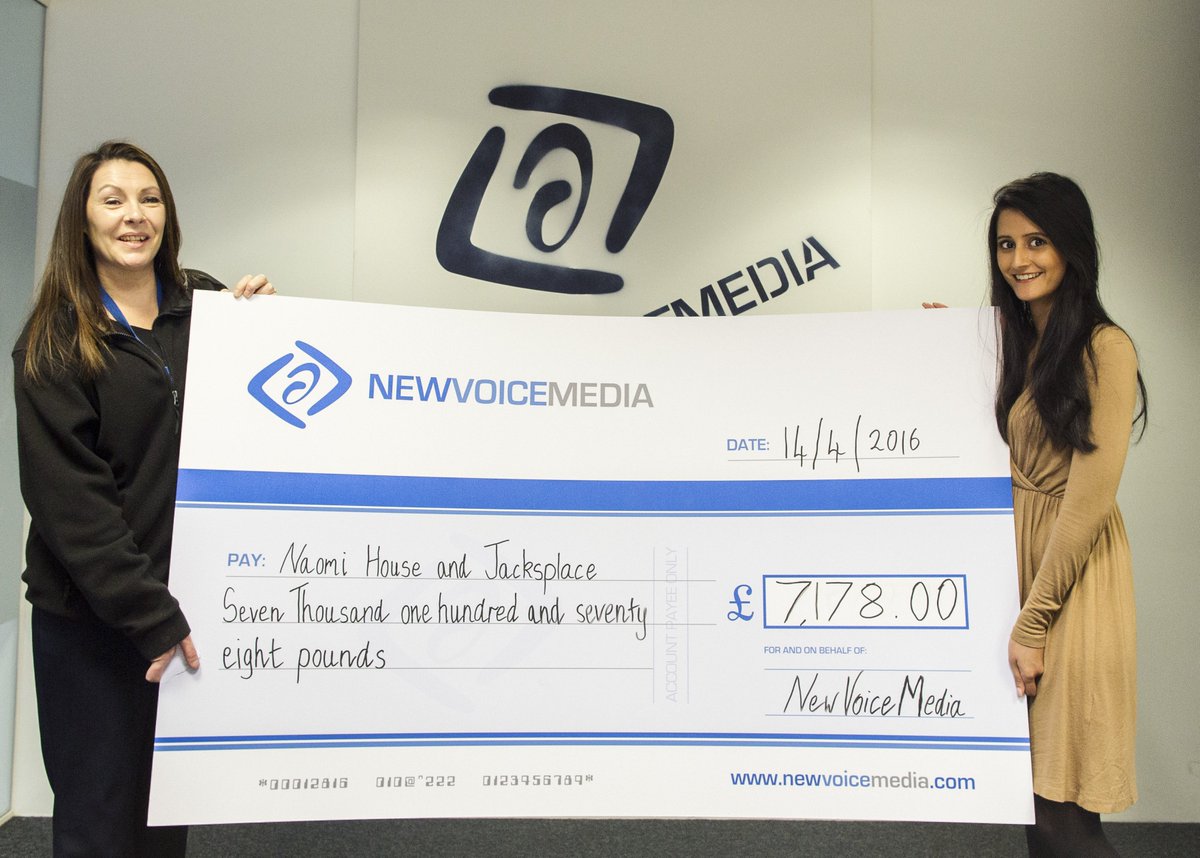 .<a href="/NewVoiceMedia/">NewVoiceMedia (now Vonage)</a> raises over £7000 for Naomi House &amp; Jacksplace gag.gl/VOHZhP #charity #fundraising