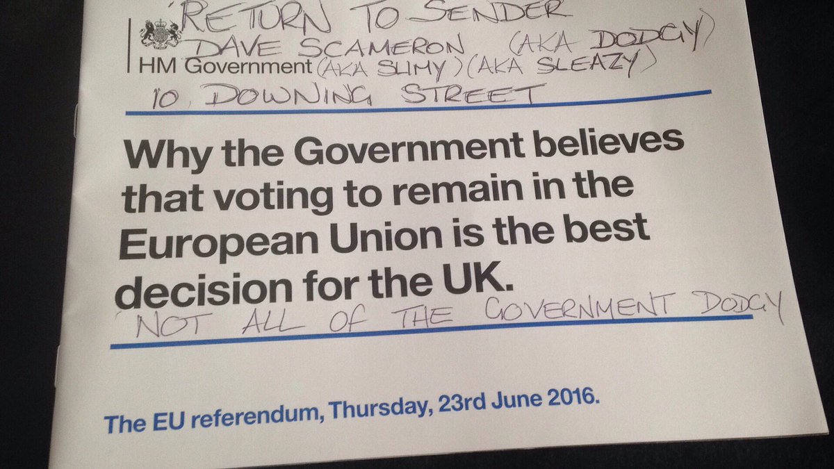 deborahatko55's tweet photo. The government spent £9.3m of tax payers money sending this so called non-biased leaflet out-returned ours to sender https://t.co/48KIzJXZVi
