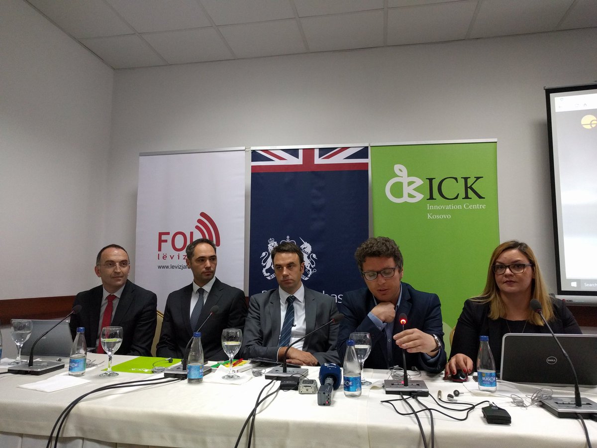 ICKosovo's tweet photo. Happening now: Lunching ceremony of #eKosova concept design w/ @FOLMovement @UKinKosovo @oconnellruairi @uranikbegu https://t.co/uFmDQuh7Ho