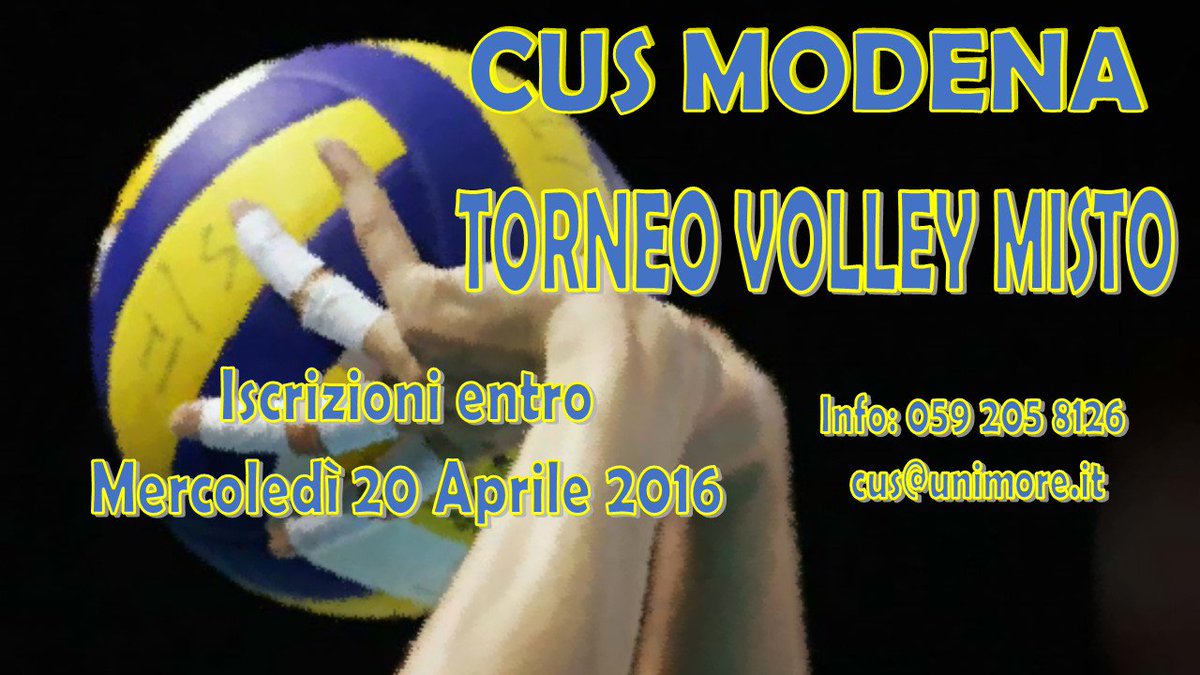 CusModena's tweet photo. Posticipate a mercoledì 20 aprile le iscrizioni al torneo di volley misto! https://t.co/mPoLjfB00U