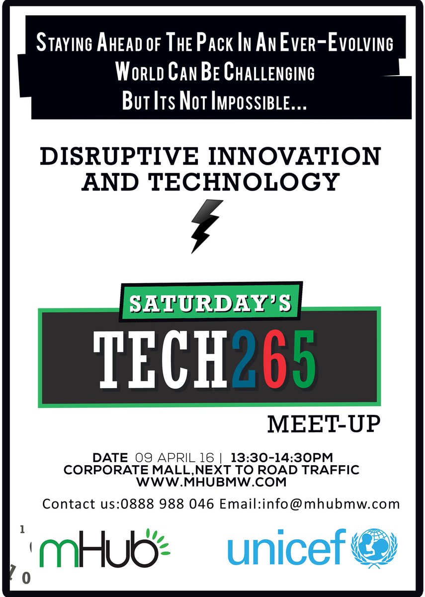 mHubMW's tweet photo. This Saturday, we delve into the principles of how to stay ahead ,think ahead and innovative differently! #tech265 https://t.co/OOuY8wenHB