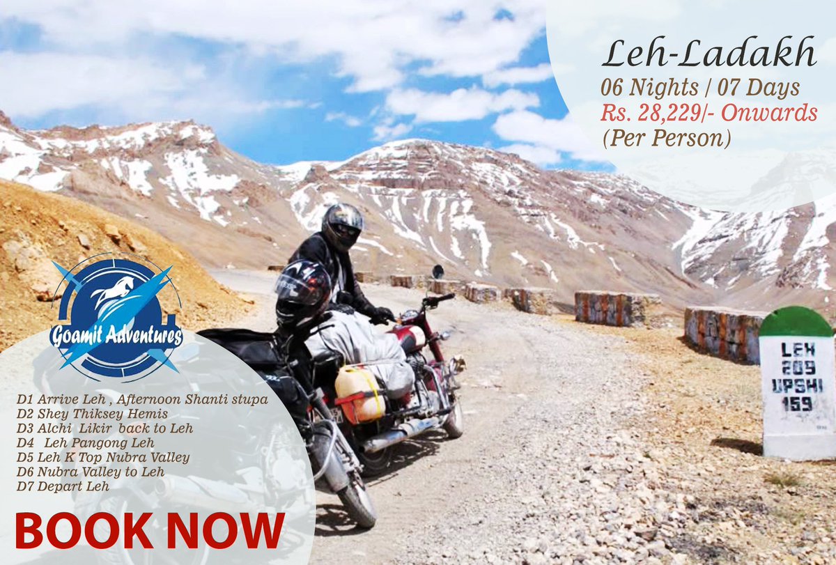 Goamit_Holidays's tweet photo. #Leh #Ladakh #Adventure #India #Tourism #Holidays #Holidayspackage
https://t.co/KVpjYQJUkS https://t.co/glSTEzsLfQ https://t.co/sJprRTRfpv