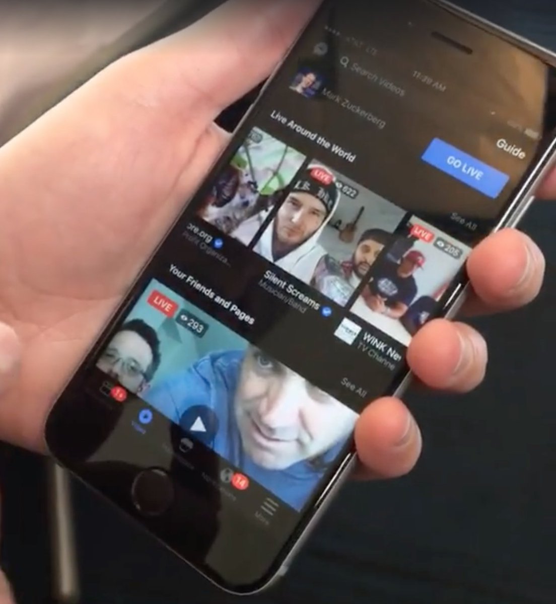 Zuck demoed an internal build of FB's iOS app today. Messenger link up top now, so I wonder what the middle icon is.