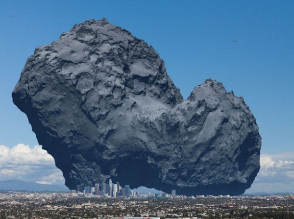 HighTechPanda's tweet photo. The Rosetta Comet compared to Los Angeles https://t.co/dB91UdNovW