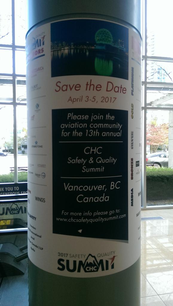Aerossurance's tweet photo. 2017 @CHCSafetySummit dates https://t.co/q9i6AT0Qvp