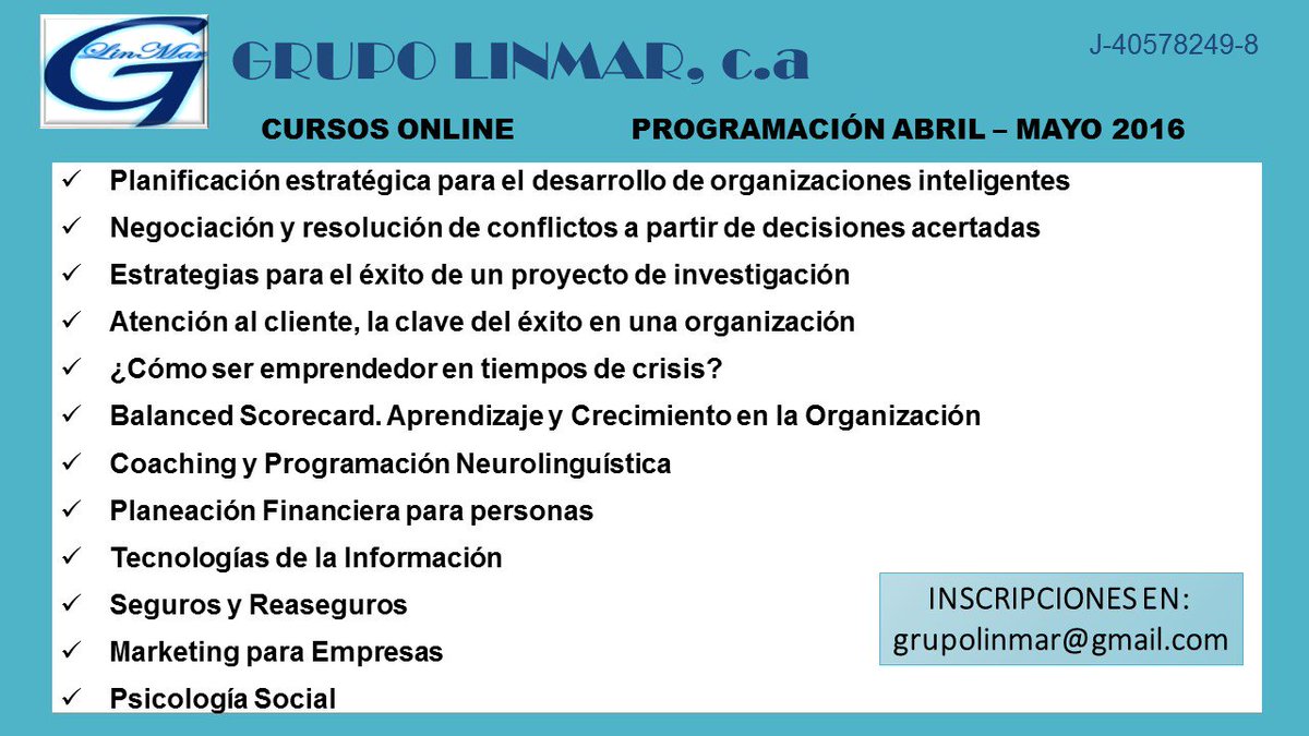GrupoLINMAR's tweet image. #Cursos #onlinemarketing #onlineinfluence #onlinemarketplaces #cursosenespanol #Inscripciones #InformacionEnTusManos