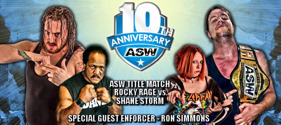 aswwrestling's tweet photo. ASW Title Match @rockyrageKOS vs @shanestormwv Special Guest Enforcer Ron Simmons Saturday May 14th Madison #ASW10 https://t.co/BZzZNt7Dms