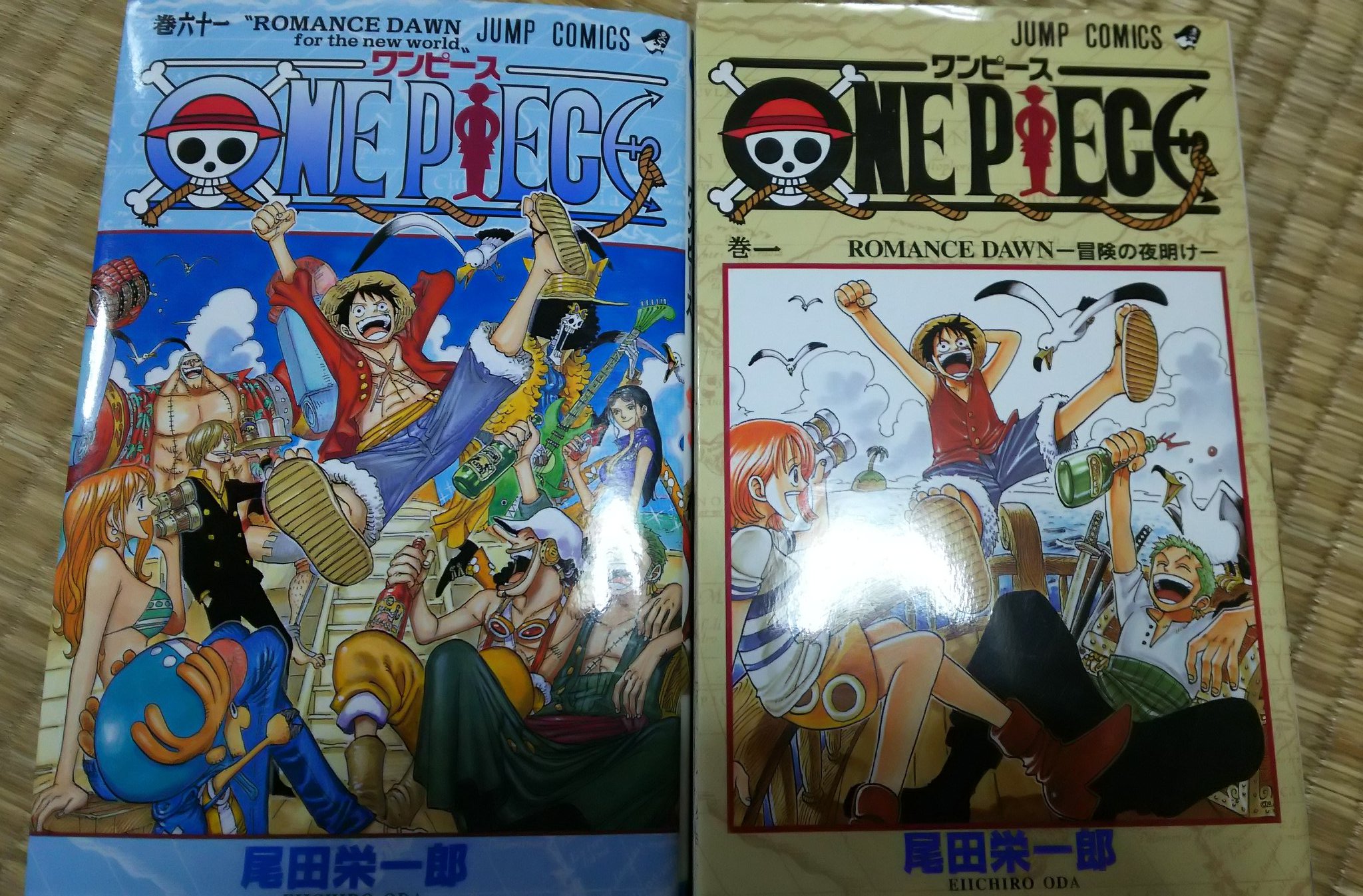 桜丸 En Twitter 有名な話なんだとは思いますが One Pieceが入っている箱から漫画を出したら1巻と61巻が一緒に出てきて 表紙を見た瞬間驚きと感動で変な声出ました T Co Zdwmcngaeb Twitter