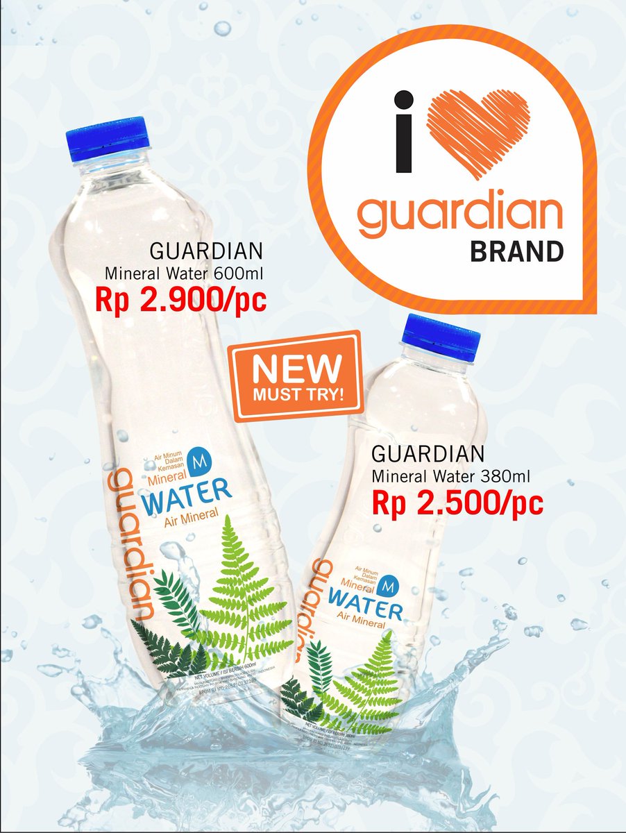 GuardianID's tweet photo. From #NEWmusttry, GUARDIAN Mineral Water 600ml Rp 2.900/pc dan 380ml Rp 2.500/pc https://t.co/cPi11mfYss