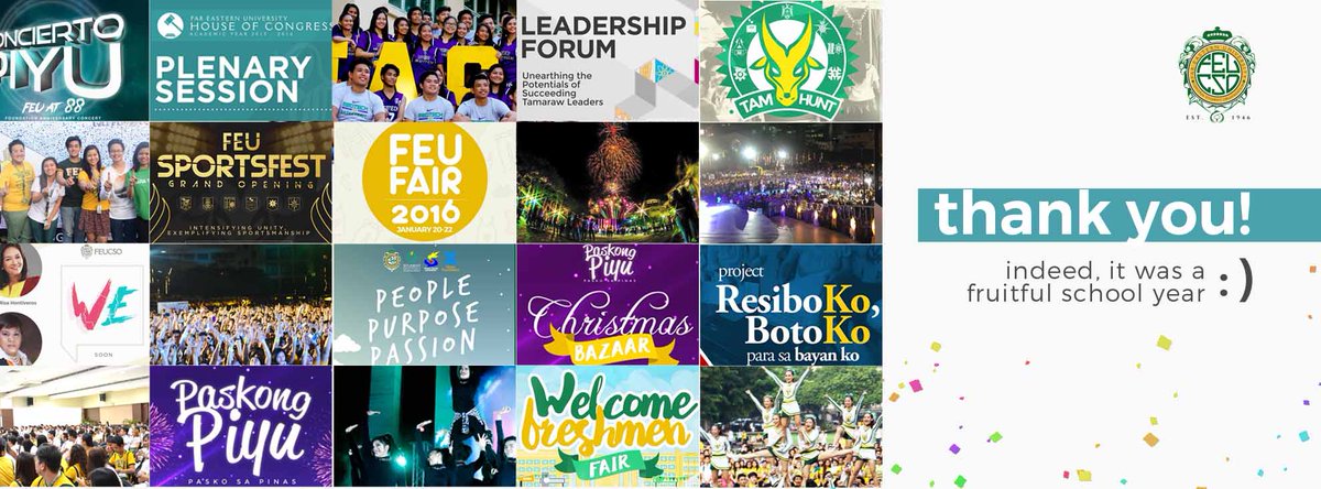 FEU_CSO's tweet photo. It is our pleasure to serve the FEU Community. Thank you dear Tamaraws for a fruitful school year! #FEUCSO https://t.co/dfpYpCGWad