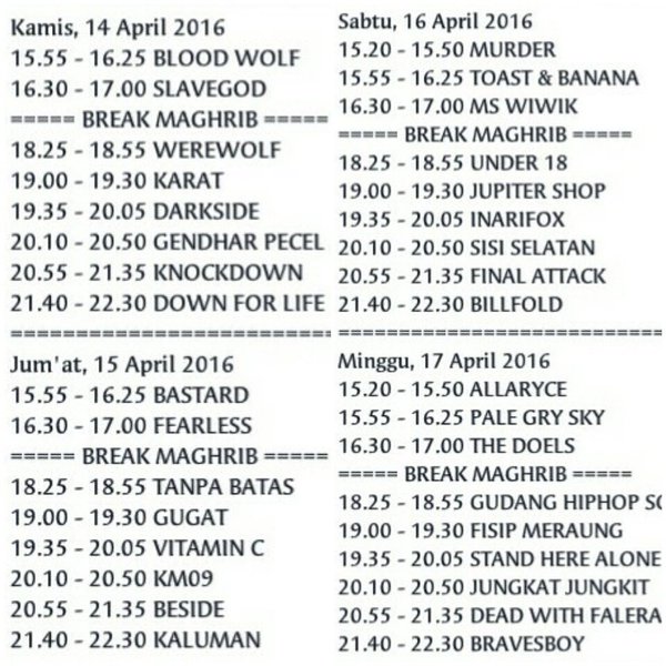 HARI INI | <a href="/ShowcaseEvent/">Agenda Event</a> | 14 April | <a href="/bloodwolfHC/">BLOOD WOLF</a> <a href="/Slavegodmusic/">SLAVEGOD Official</a> <a href="/knockdown_YK/">KnockdownYKHC</a> <a href="/DARKSIDEind/">DARKSIDE OFFICIAL</a> <a href="/downforlifesolo/">Down For Life</a> etc