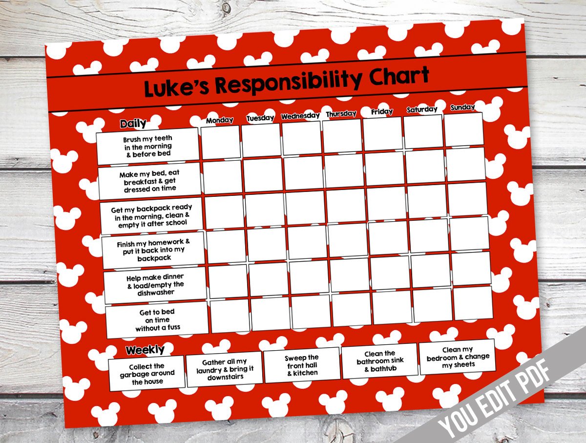 Mickey Mouse Responsibility Chart