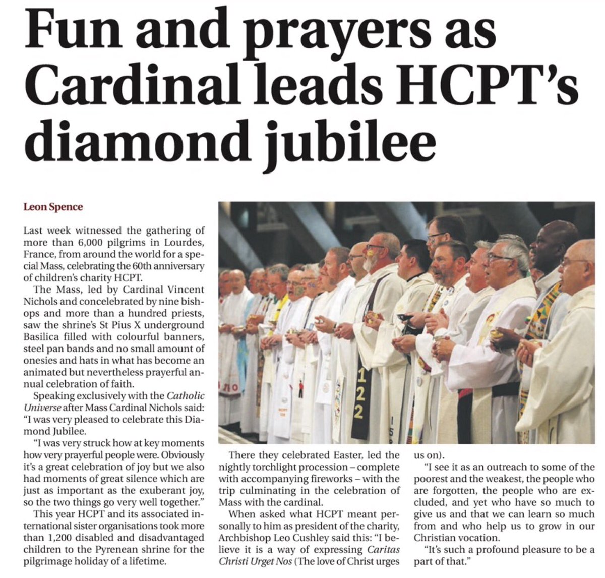 TheLeonSpence's tweet photo. Fun and prayers as Cardinal leads @HCPT's diamond jubilee https://t.co/cVkHB6MWsN