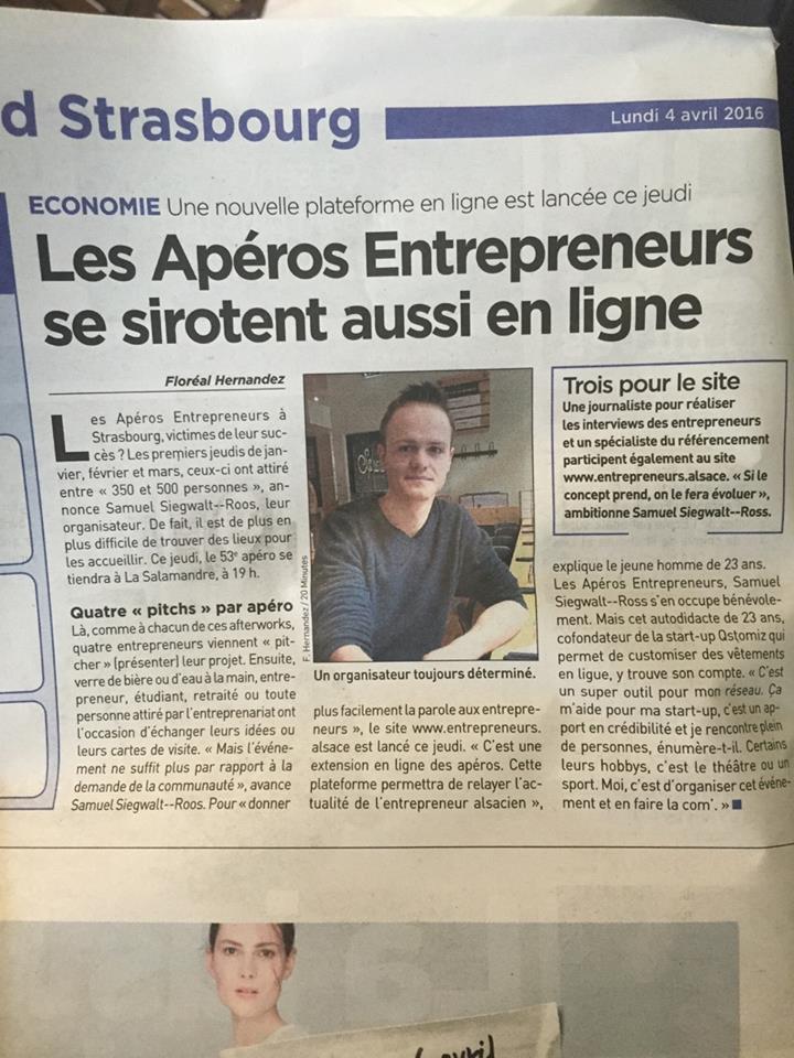 EntreprAlsace's tweet photo. Merci @20minutesstras pour l'article sur le prochain @AEsxb et le lancement @EntreprAlsace https://t.co/Kp6XpmLxve https://t.co/kYWpprHRiS