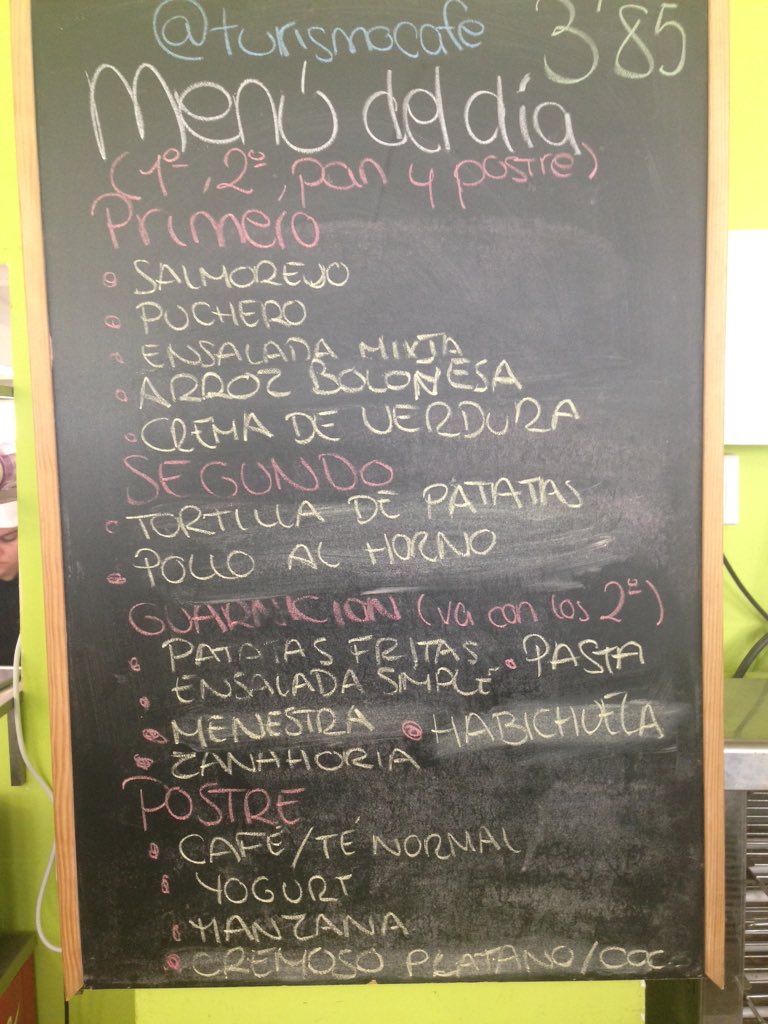 turismocafe's tweet photo. Menú del día 7 de abril por sólo 3,85€ https://t.co/W7t66FSGuE