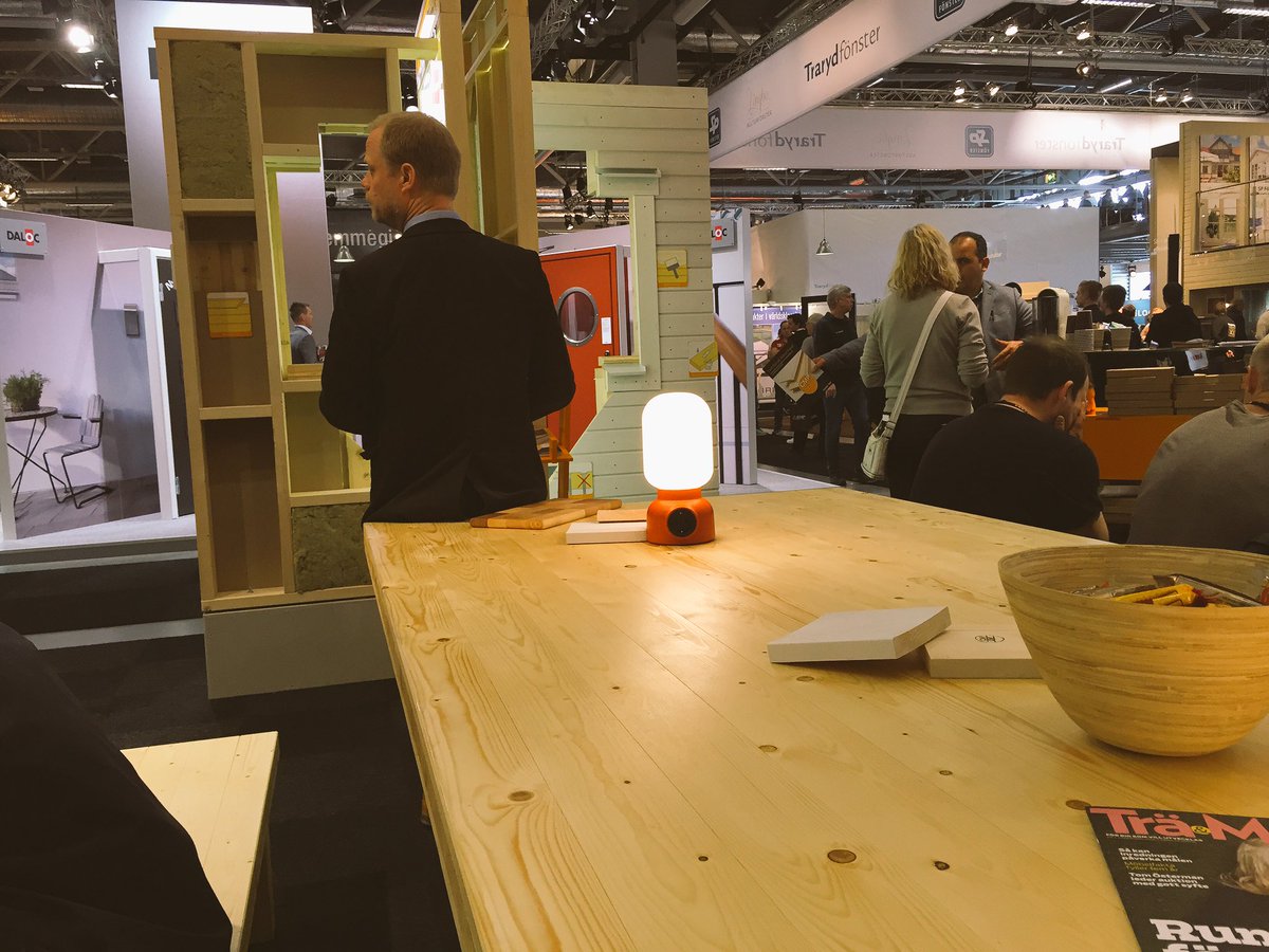 CobaseApp's tweet photo. Svenskt Trä has setup of cozy and ward wooden furniture in their stand. #nordbygg @SvensktTra #bygg https://t.co/13STEhsgaj