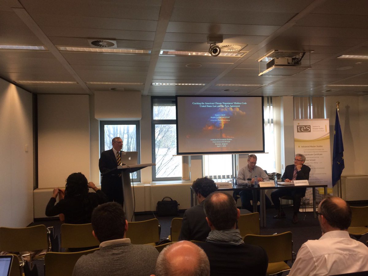 FilipSedefov's tweet photo. #DavidWirth from @BCLAW presents #US perspectives on #ParisAgreement @IES_Brussels https://t.co/E160Mdg1Z9
