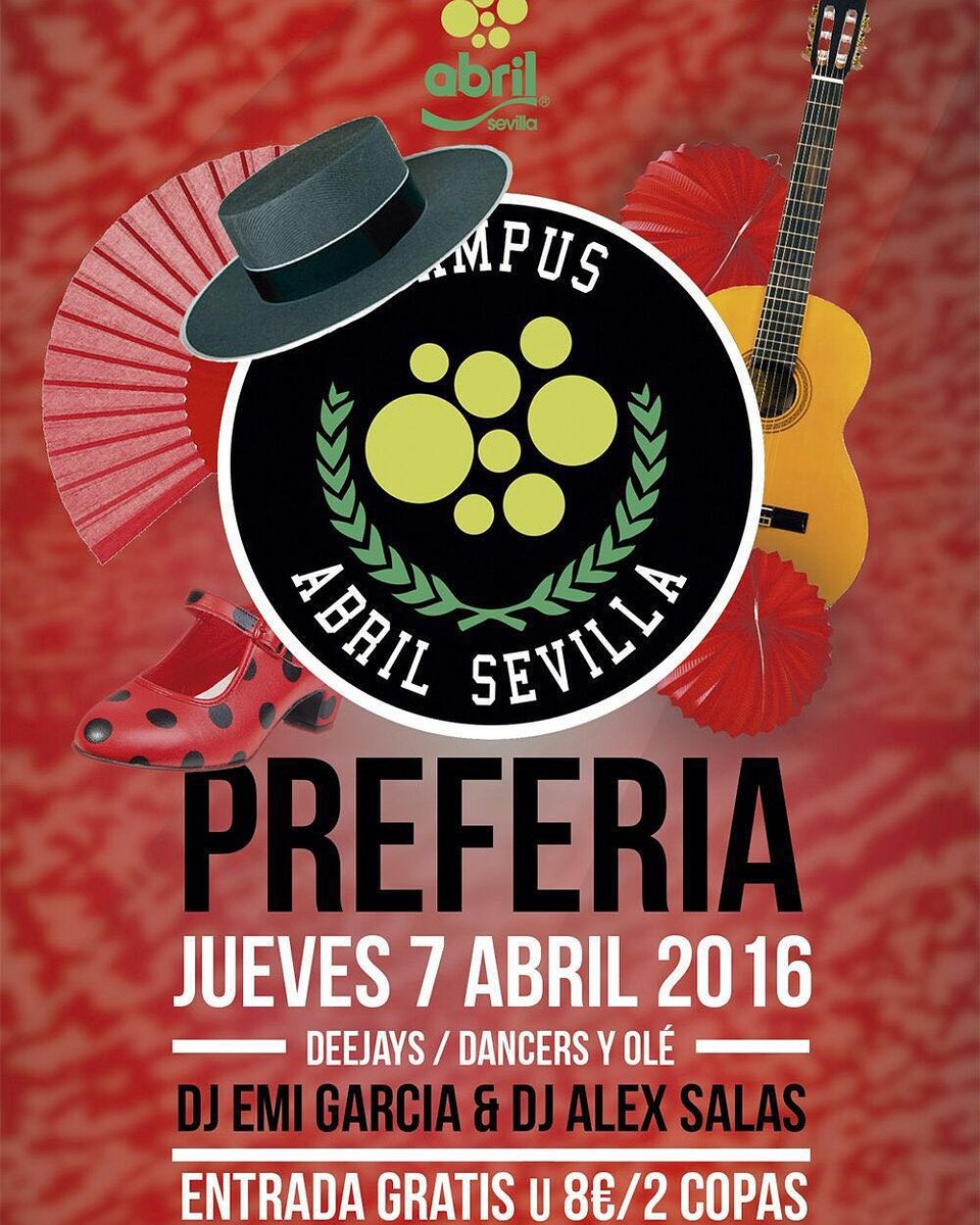 jmirandaabril's tweet photo. Hoy es feria en #CampusAbril

Entrada GRATIS de 12 a 2
Lista de Javi Miranda
626017360

@Noches_Sevilla https://t.co/3ze8Gw3h0X