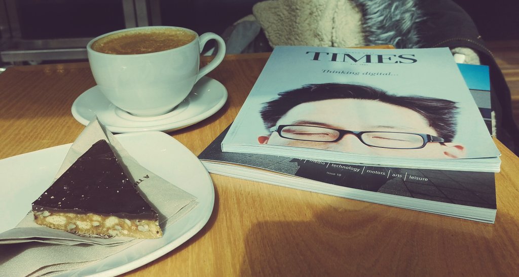 Han_McGivern's tweet photo. Got cake, got coffee and got my @NETimesmagazine featuring a certain @herbkim @ThinkingDigital Afternoon sorted! https://t.co/cbS8AjfpJc