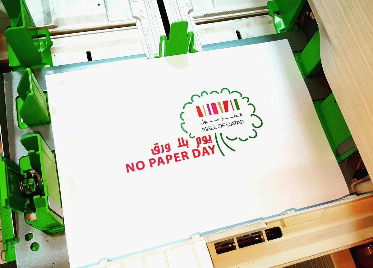 MALLOFQATAR's tweet photo. Did you know in #Qatar <5 million A4 papers are used daily, that's 540, 30 yr old trees #npdqatar #environment #doha https://t.co/KadhOwDjmr
