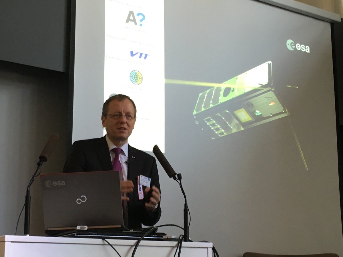 ilonalu's tweet photo. .@janwoerner the DG of @esa giving a very inspiring keynote at @AaltoUniversity. Also @AaltoOne is mentioned! https://t.co/LYSJGBEY2G