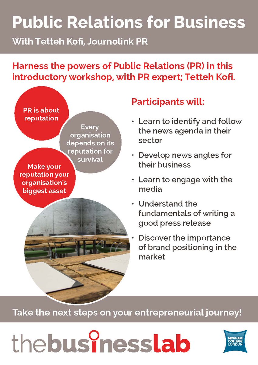 CIPsNewham's tweet image. Less than a week till @TetKofi Workshop @BusLabStratford on Harnessing the powers of PR!  ➡goo.gl/ZRLTjh ⬅