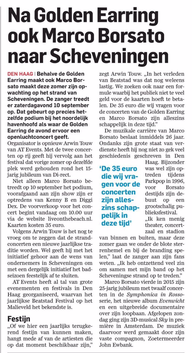strandconcerten's tweet photo. Nog een uur en dan begint 10:00 de voorverkoop van het strandconcert van Marco Borsato via https://t.co/C4IZgCWePz https://t.co/v4fJxBNw6V
