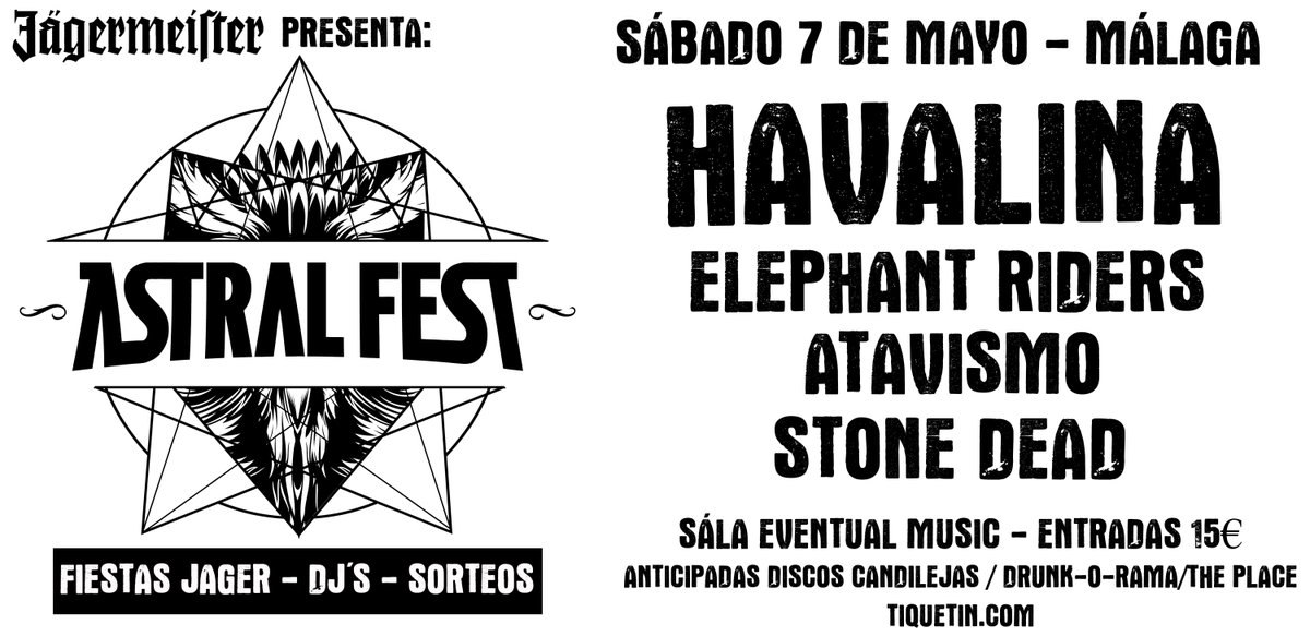 Ya va quedando menos!! <a href="/HavalinaMadrid/">Havalina</a> <a href="/elephant_riders/">Elephant Riders</a> Atavismo, Stone Dead