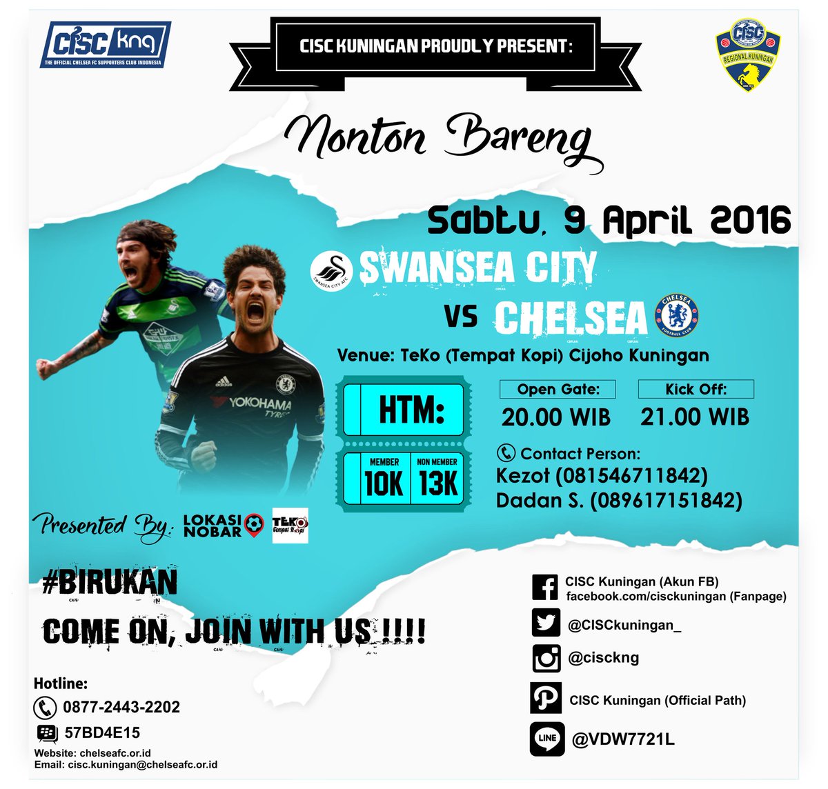 CISCkuningan_'s tweet photo. #NOBARBarclaysPremierLeague Swansea v CHELSEA Sabtu, 9/4/16 OG: 20.00 WIB @teko_kopi CP: 081546711842 @ChelseaIndo https://t.co/wxhQuykLBe