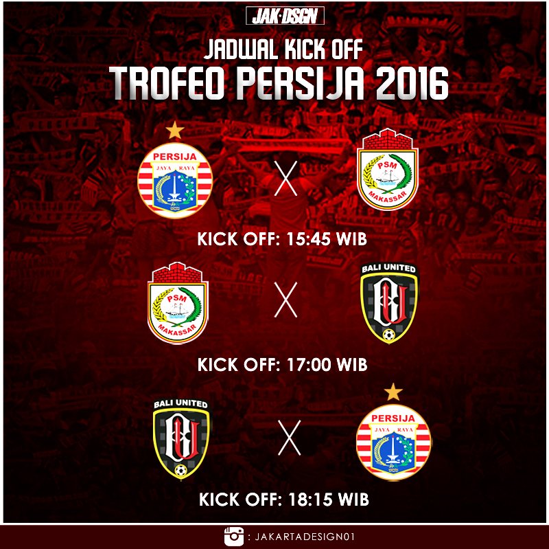 Jadwal KICK OFF TROFEO PERSIJA 2016. Mau di Rituit juga boleh :D #TrofeoPersija2016