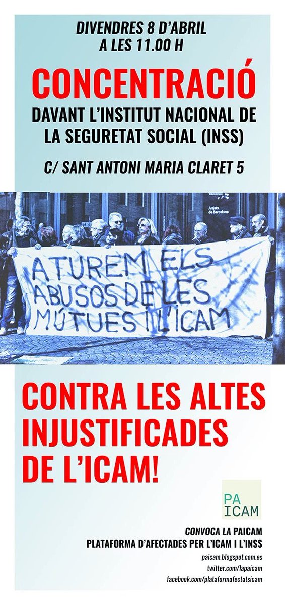 Salut_Lab_CGT's tweet photo. 8 ABRIL concentració davant INSS. Perquè fem #pressingICAM?
llegeix @SentitCritic:
https://t.co/3GW02aoDHA https://t.co/2ljWgJplPa