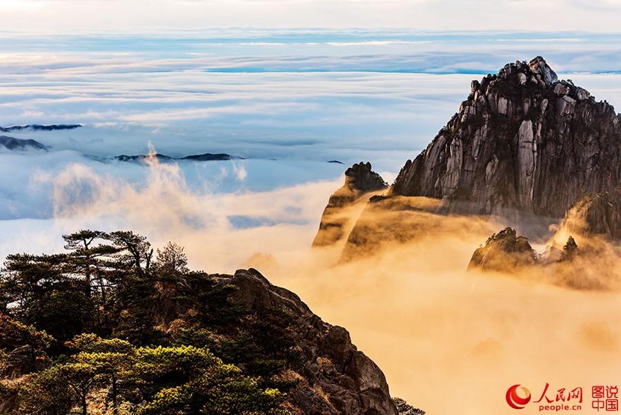 Echinanews's tweet photo. #ChinaTravel:Sea of clouds in Huangshan, one of most amazing natural sceneries in China https://t.co/6kkJOdyObO