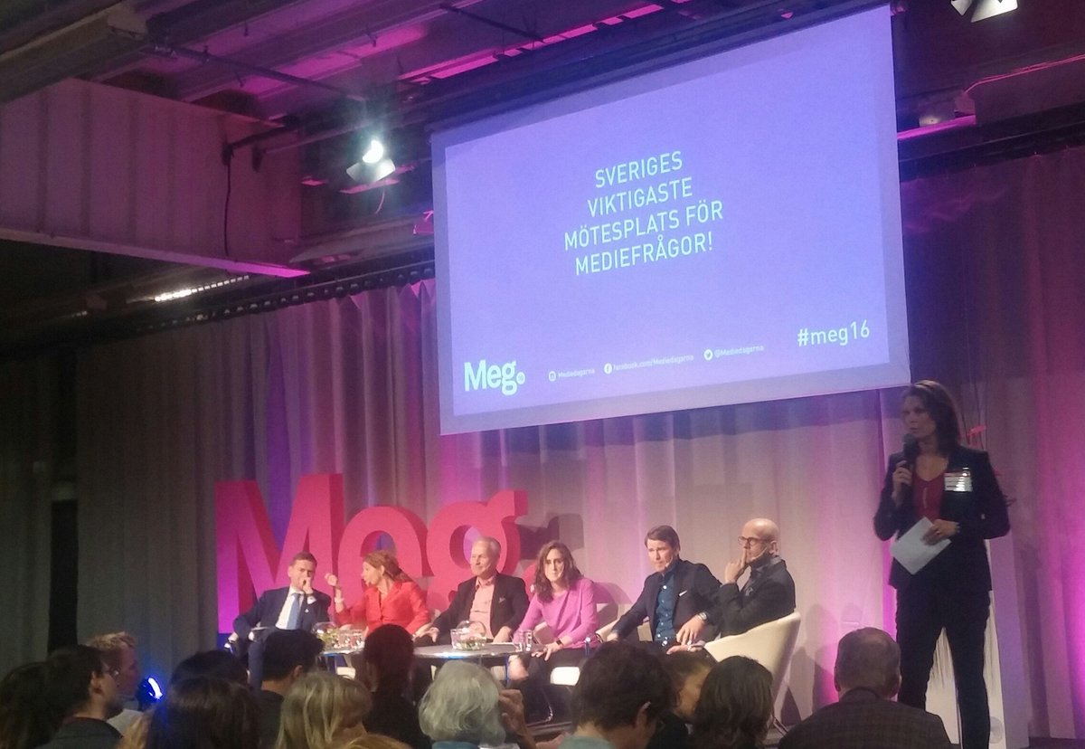 sofiajerneck's tweet photo. På Mediedagarna i Gbg, panel om framtidsfrågor m några av Stims största kunder: SVT &amp; SR. #meg2016 https://t.co/VOiyZYPkJk