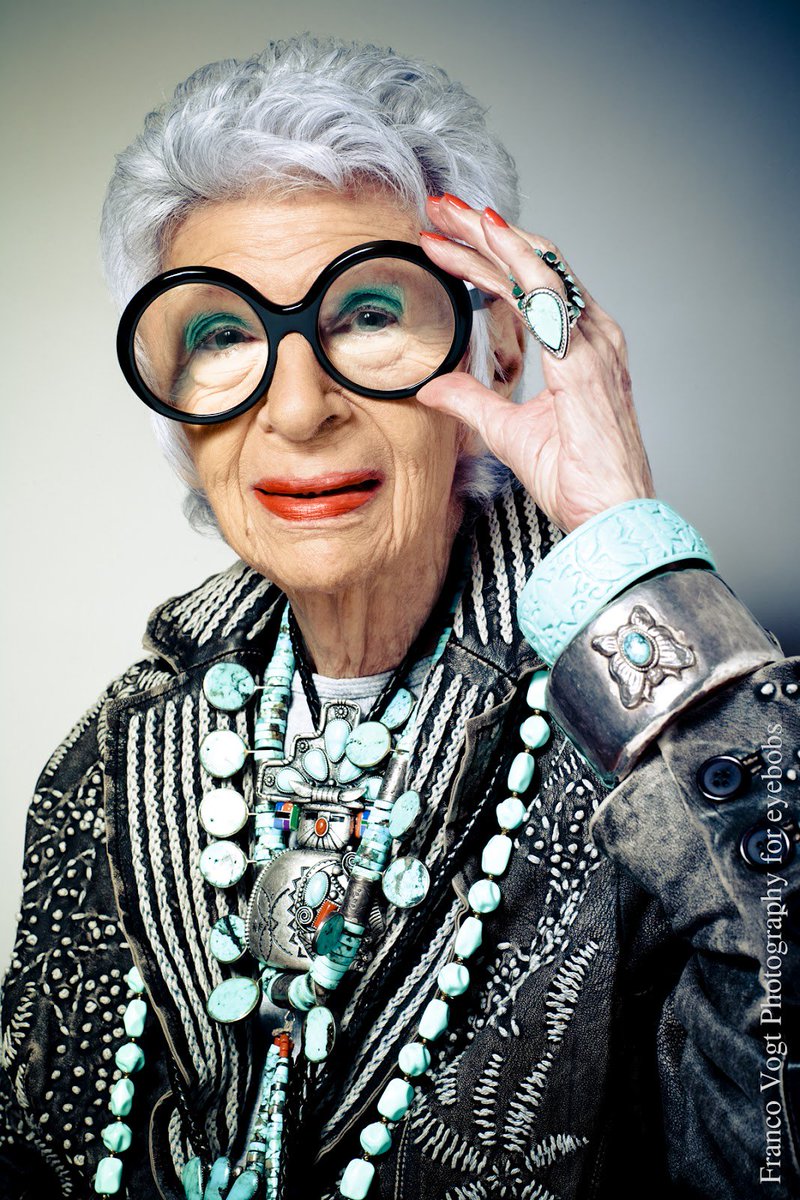 Azami_optiek's tweet photo. De bril is niet alleen praktisch, maar ook een stukje kunst. Dat laat Iris Apfel ons goed zien! #Azamioptiek #design https://t.co/f55fZUqhNM