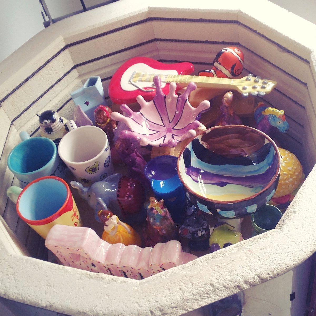 CreateItCheadle's tweet photo. Ahh the excitement of opening the #kiln in the morning. We love it! #createitcheadle #paintapot #pottery #cheadle https://t.co/1EnTd7Urur