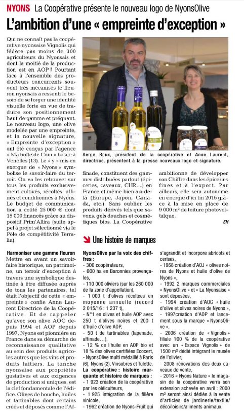 vignolisnyons's tweet photo. La coopérative du Nyonsais mis à l'honneur ce matin dans LaTribune de Nyons Vaison !
#Nyonsolive #Vignolis https://t.co/1v4Lxgkn4J