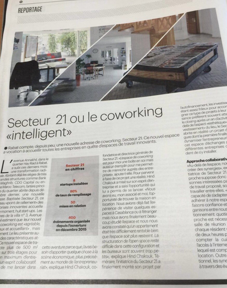 Secteur21's tweet photo. Many thanks to @LesEco_ma &amp; @HoudaSikaoui for their great article about Secteur 21. Let's keep moving forward ! https://t.co/lbqwNTL0XZ