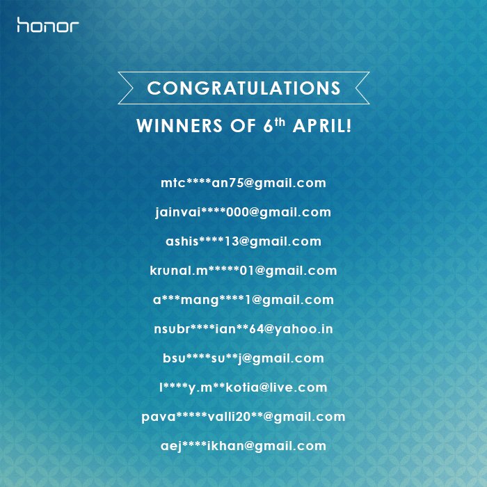 MaalFreeKaa's tweet photo. Congrats winners from 5th and 6th of April! #honorHolly2plus
Last Date - https://t.co/v1Tq3OEjic
#PlaySmartWithHonor https://t.co/py1n3CxExt