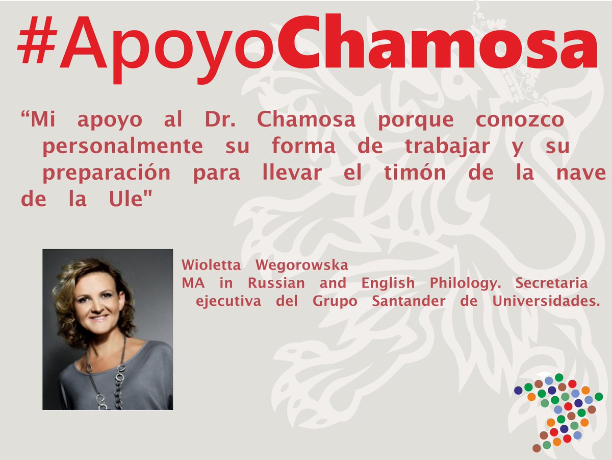 La Secretaria Ejecutiva del Grupo Santander Universidades, Wioletta Wegorowska, envía su #apoyoChamosa <a href="/unileon/">Universidad de León</a>