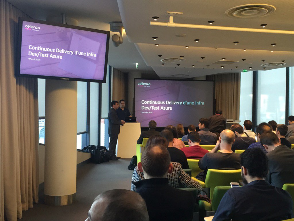 cellenza's tweet photo. Continuous Delivery d'une infra #DevTest #Azure avec @hangar18_rip ! #DevTestday https://t.co/UreoQ5tNMK